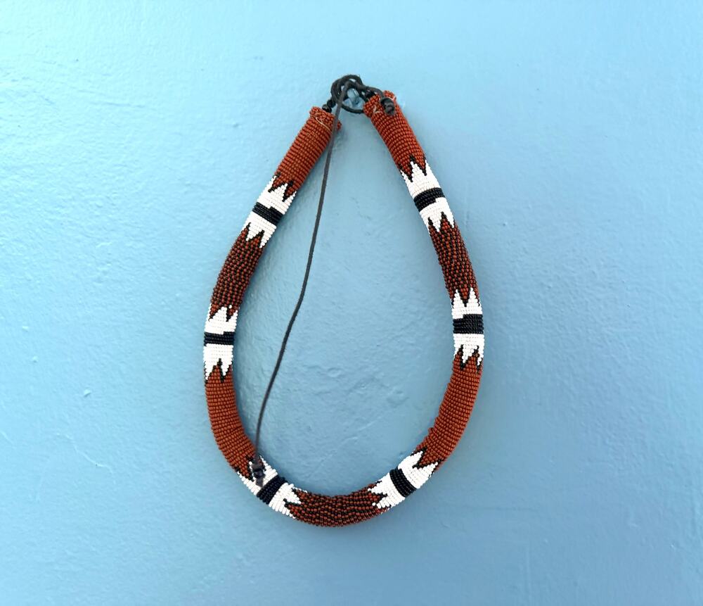 Vintage Maasai Beaded Necklace East Africa Tribal Folk Art, Chevron